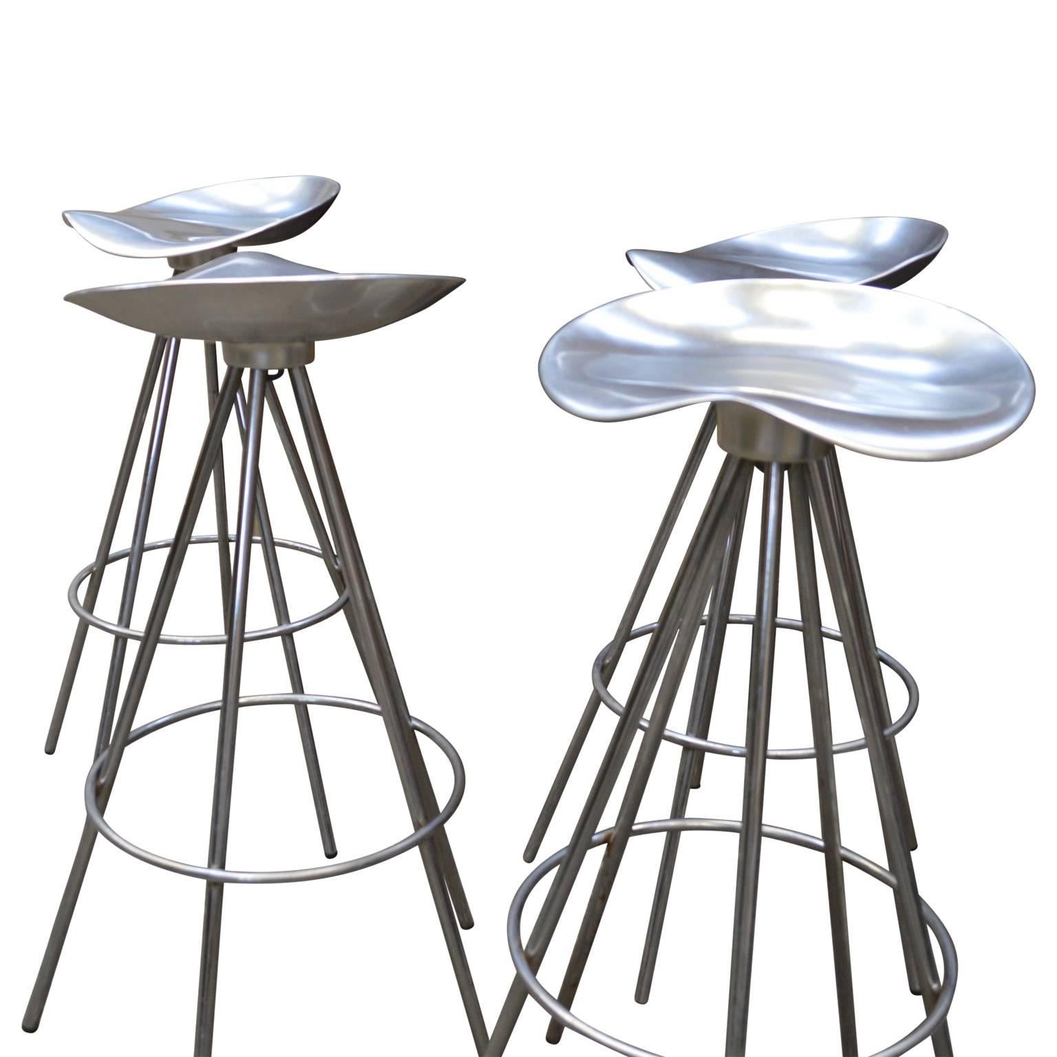Spanish Four Chrome Jamaica Swivel Bar Stools by Pepe Cortes for Knoll