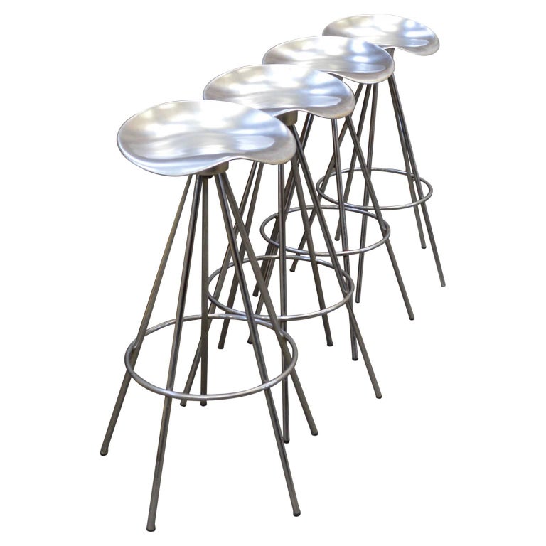 Four Chrome Jamaica Swivel Bar Stools by Pepe Cortes for Knoll For Sale