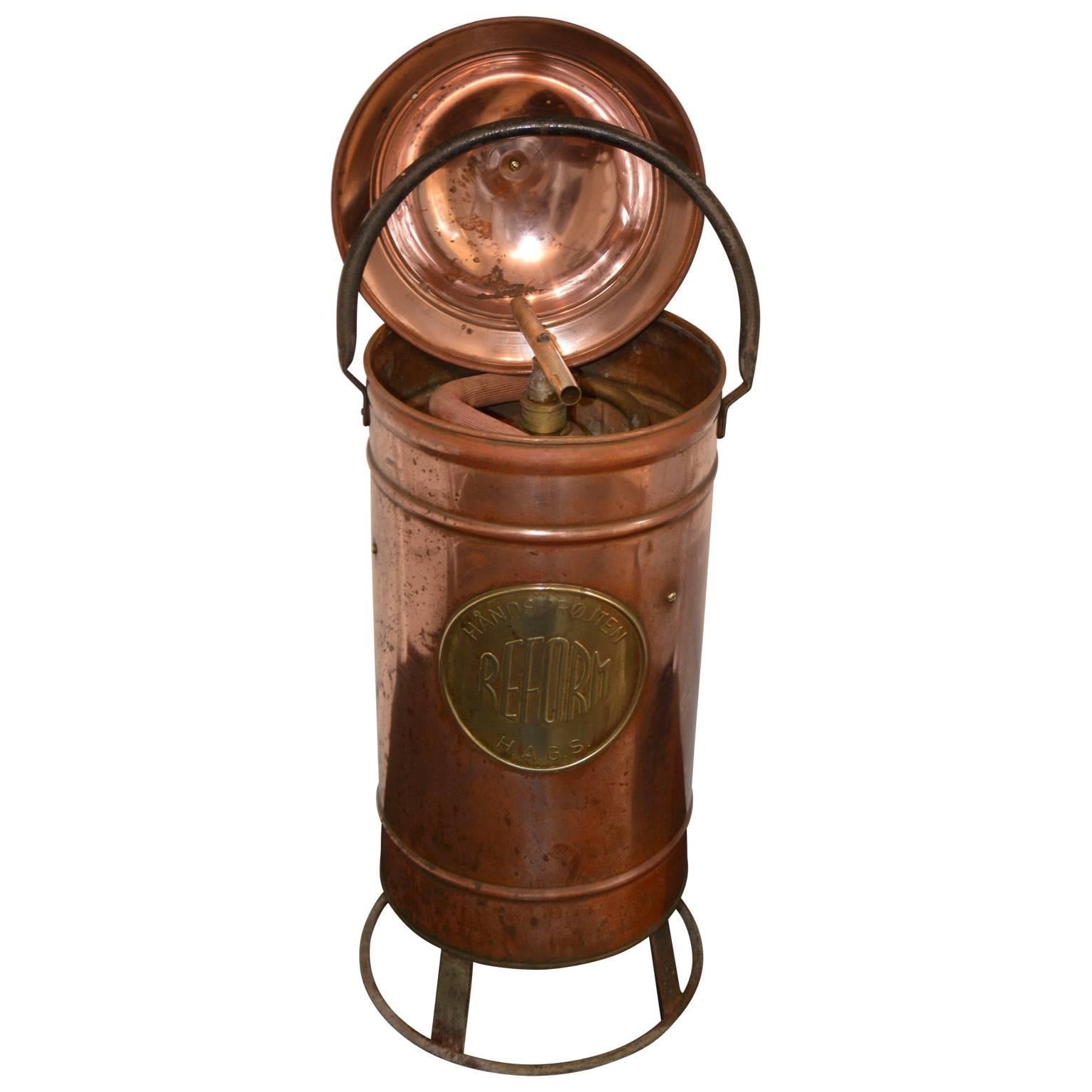 Danish Early 20th Century Copper Fire Extinguisher