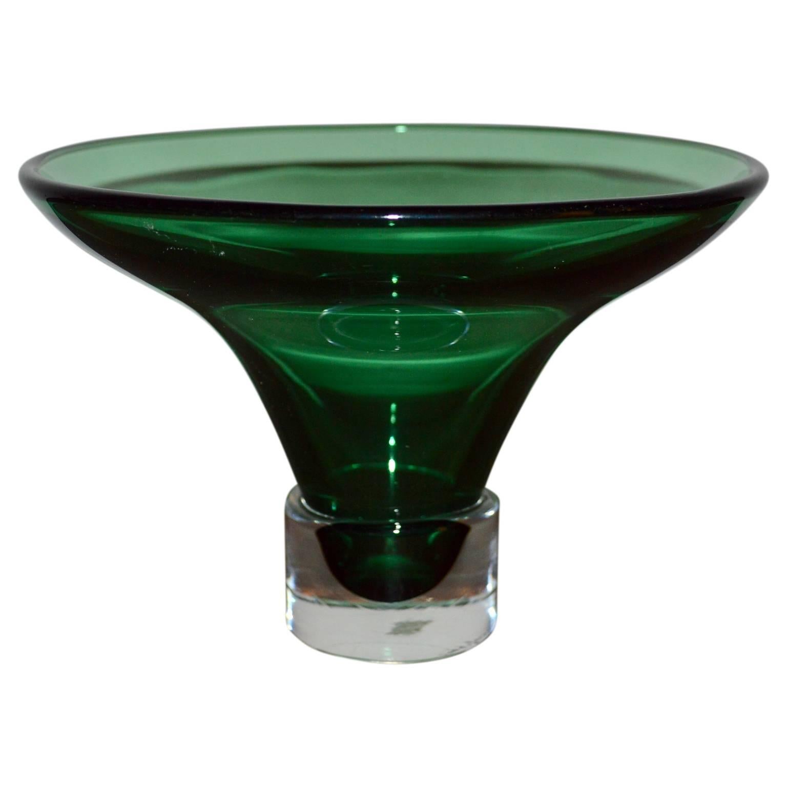 Italian Mid-Century Modern Green Murano Bowl In Good Condition For Sale In Copenhagen, K