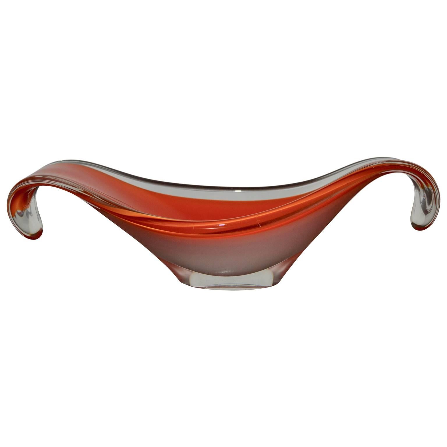 Swedish Midcentury Flygfors Orange Bubblegum Centrepiece