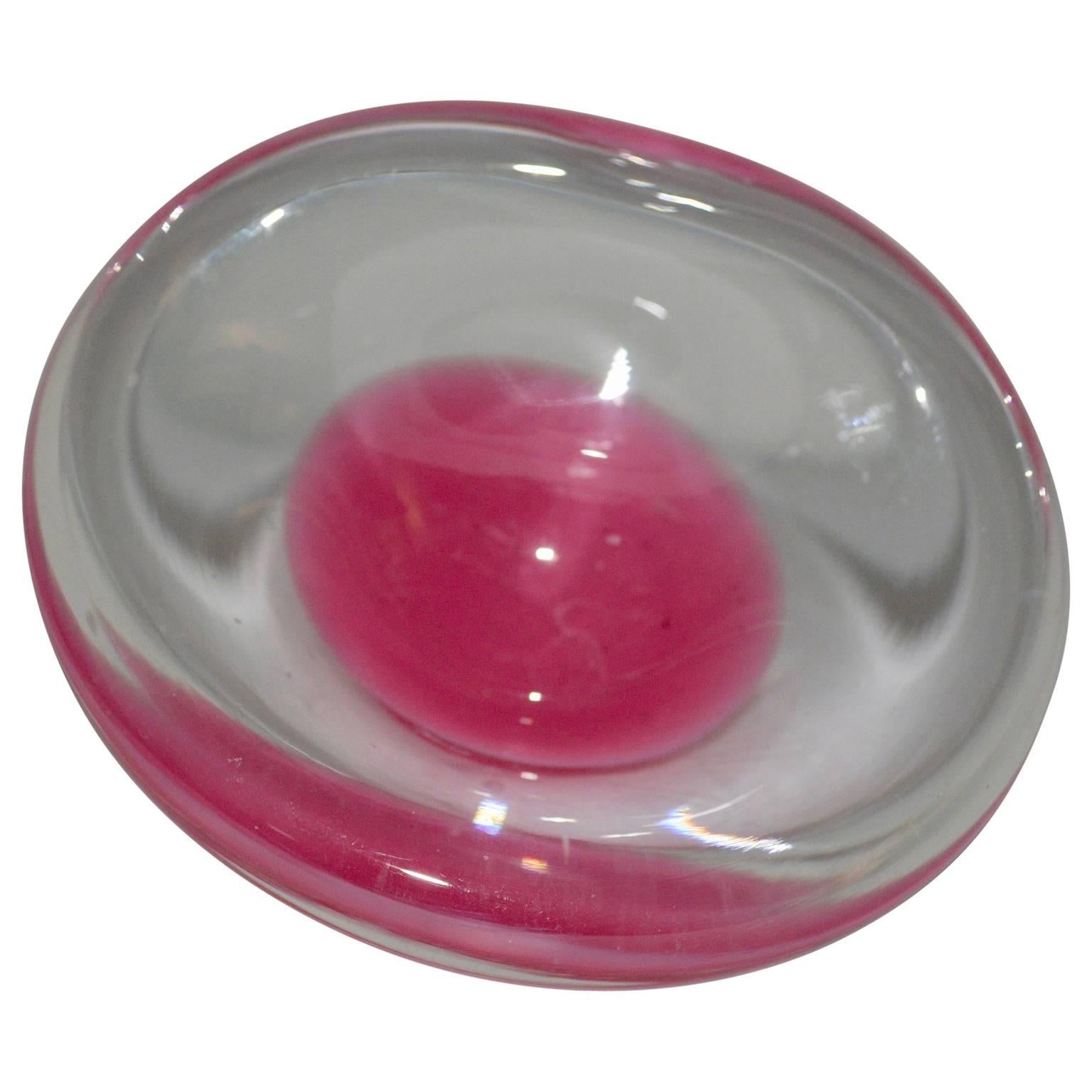 Flygfors Pink Bubblegum Trinket Bowl In Good Condition For Sale In Copenhagen, K