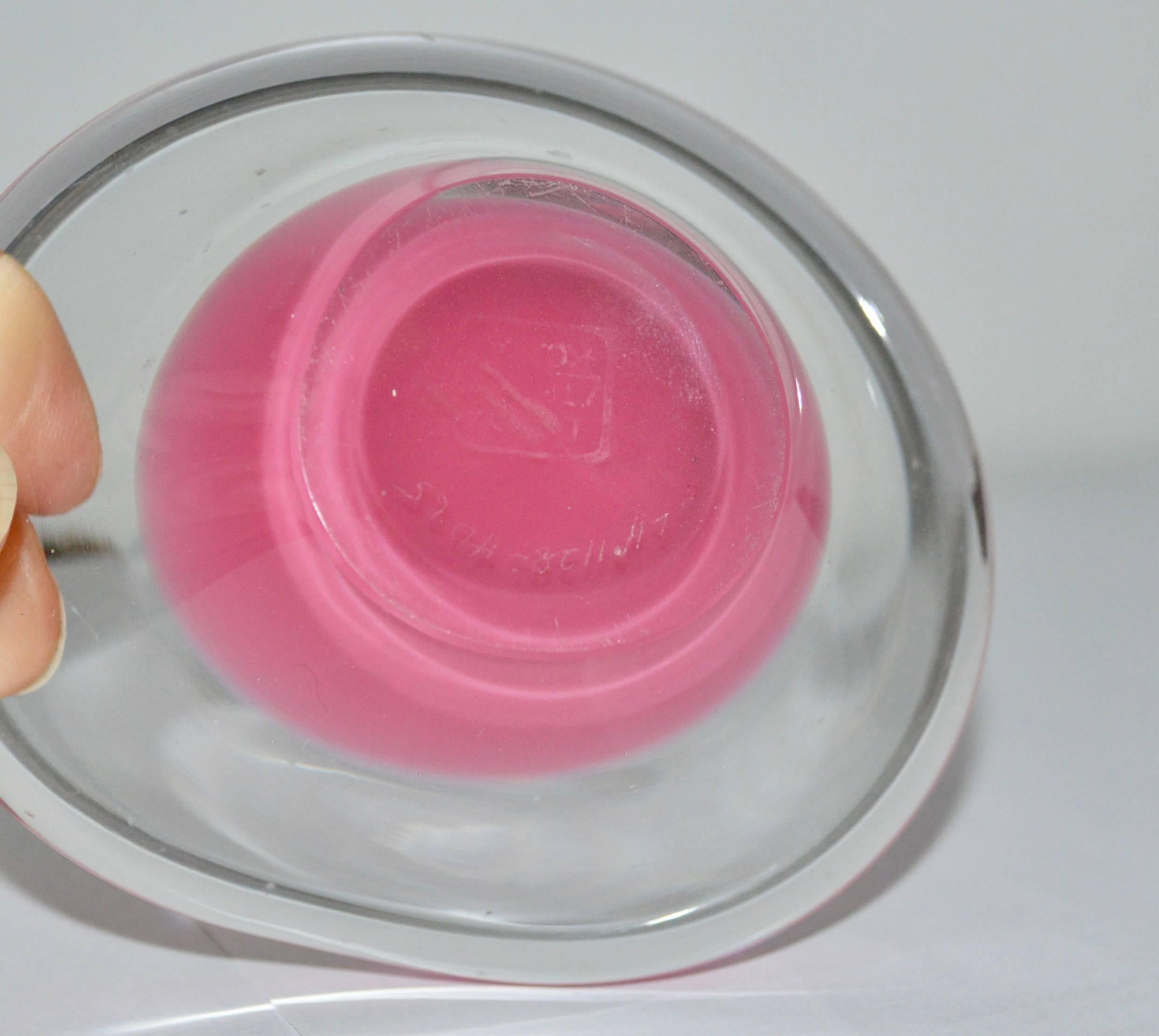 20th Century Flygfors Pink Bubblegum Trinket Bowl For Sale