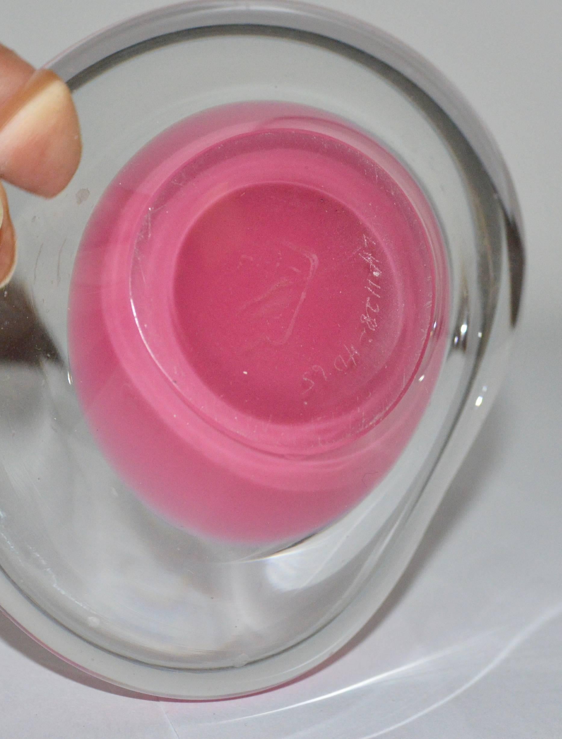Art Glass Flygfors Pink Bubblegum Trinket Bowl For Sale
