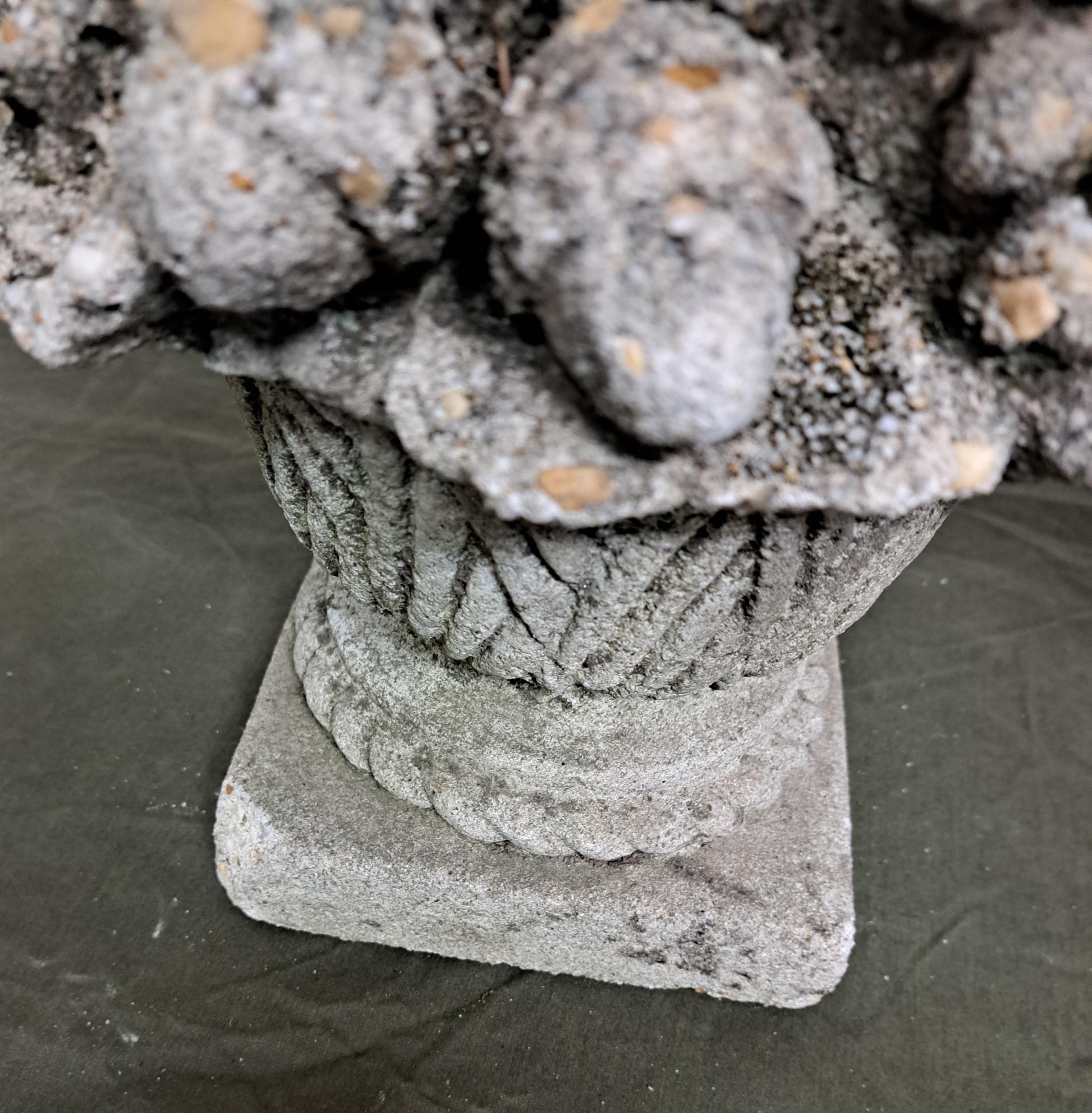 Cement Cast Stone Fruit Baskets a Pair For Sale
