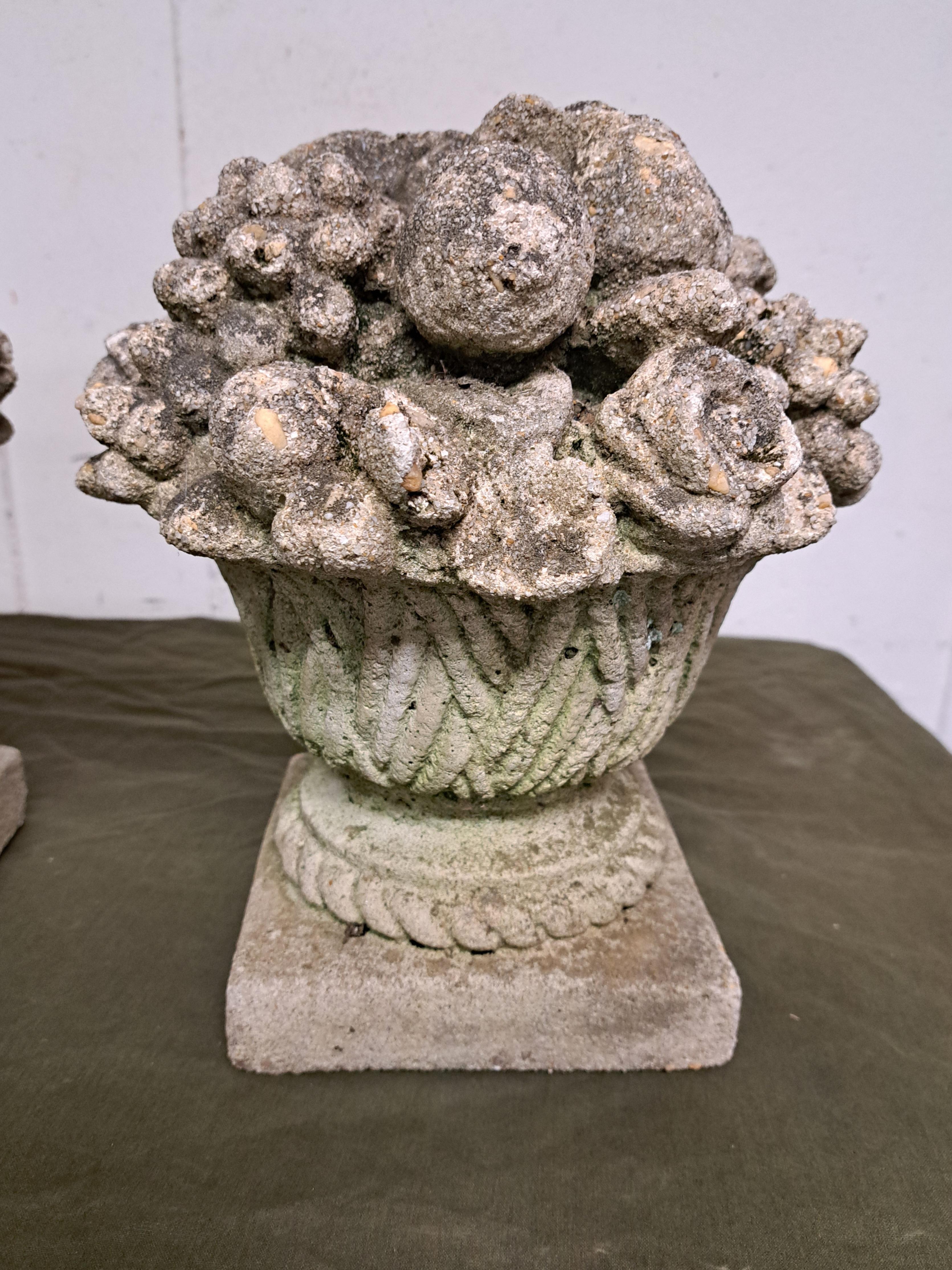 American Cast Stone Fruit Baskets a Pair For Sale