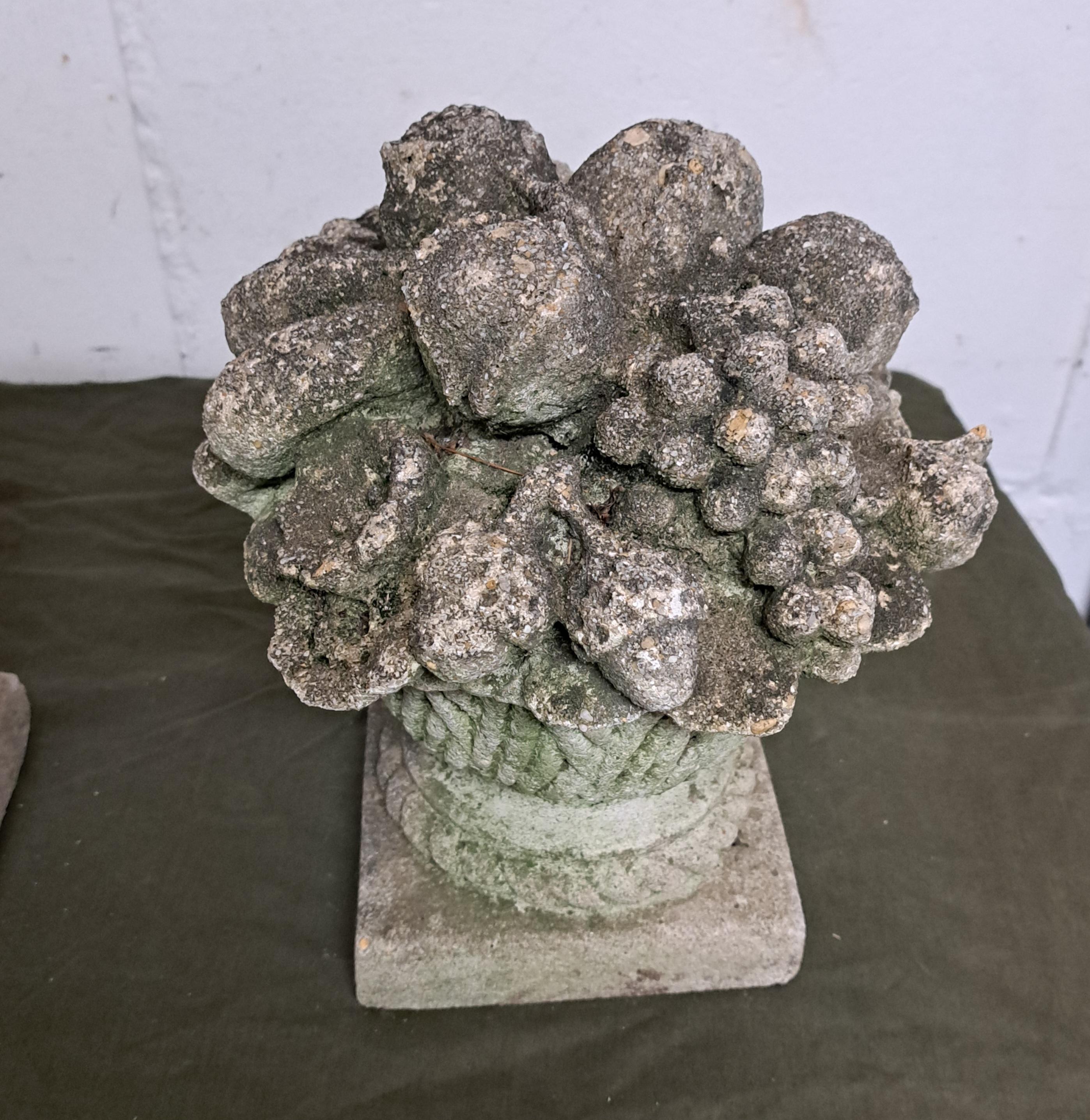 Cast Stone Fruit Baskets a Pair For Sale 1