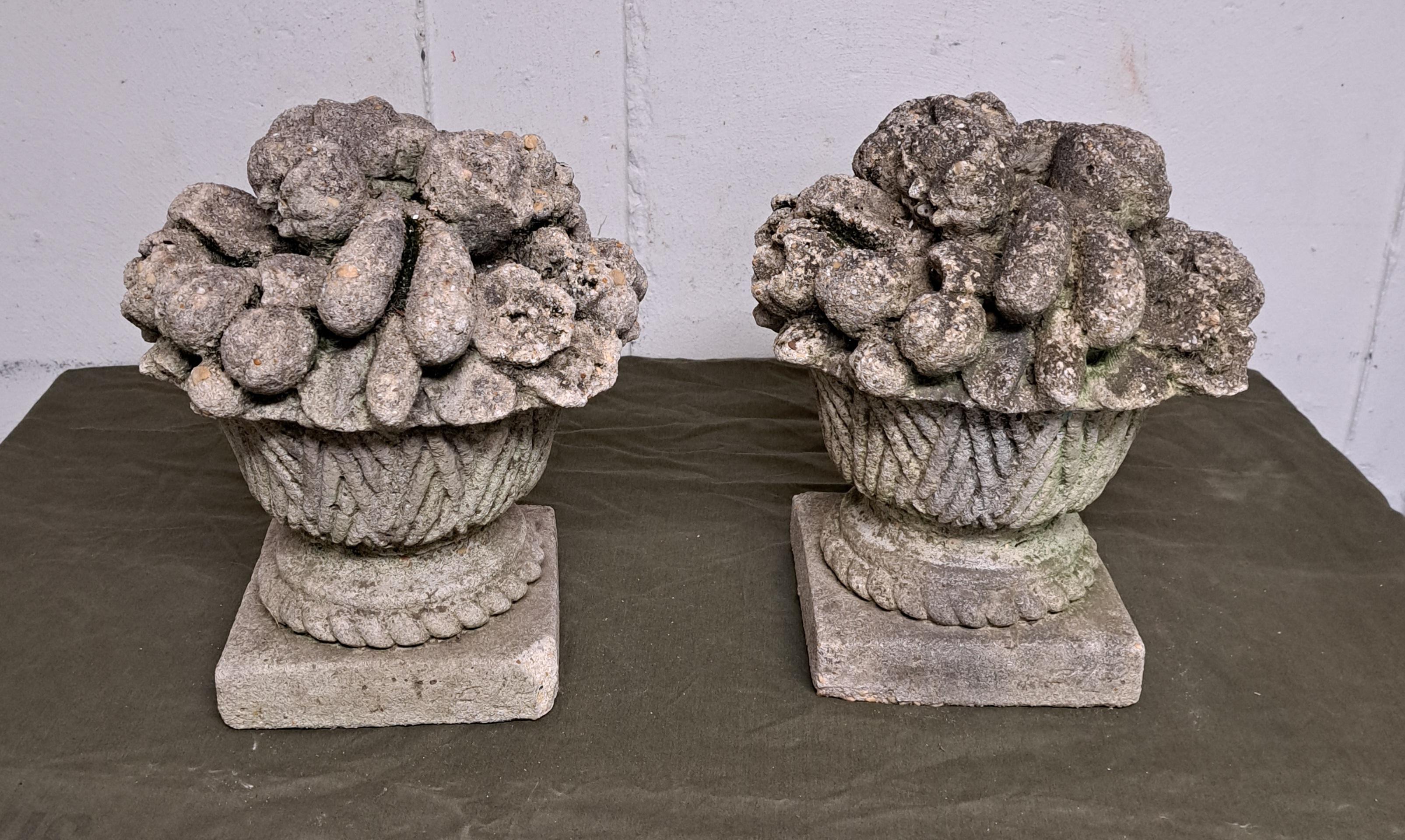 Cast Stone Fruit Baskets a Pair For Sale 3
