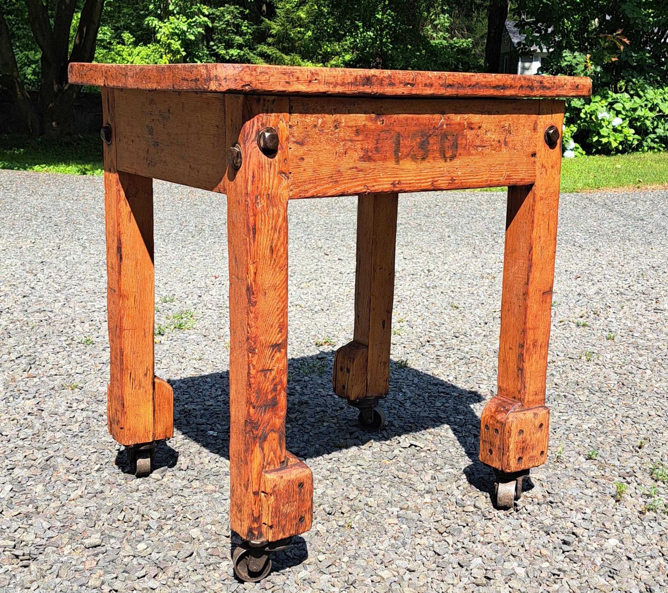 Industrial Rolling Table Kitchen Island Work Table For Sale 1