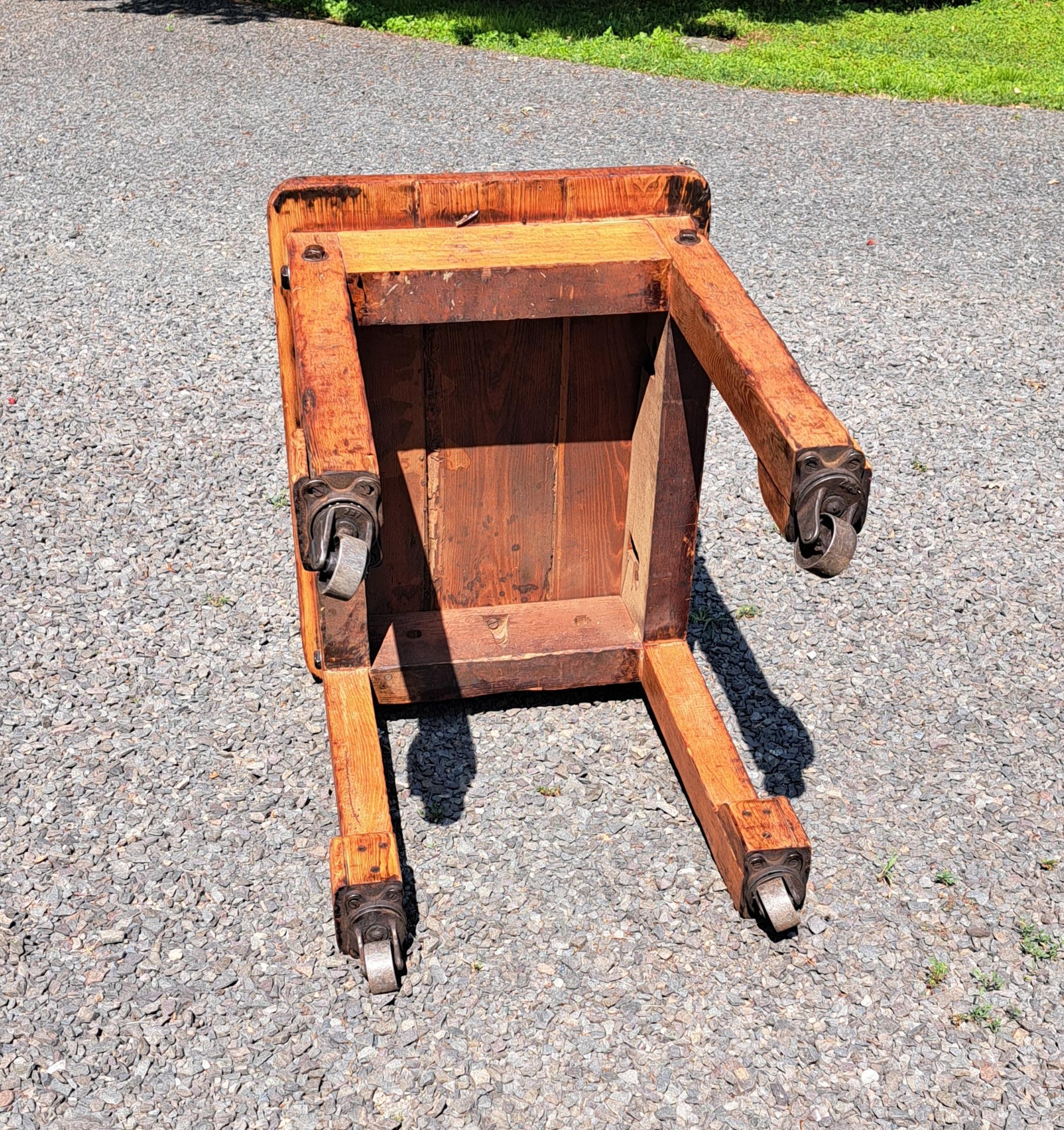 Industrial Rolling Table Kitchen Island Work Table For Sale 6