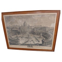 St. Peter basilica c. 1780 Giuseppe Vasi Engraving Oak Frame