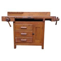 Établi ancien C. Christiansen, vers 1930 – Îlot de cuisine / Table de travail industrielle