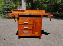 Antique C. Christiansen Workbench c. 1930 Kitchen Island Industrial Work Table