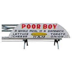 Panneau publicitaire vintage en bois peint à la main « Poor Boy »