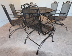 Midcentury Russell Woodard Briarwood Wrought-Iron Patio Dining Set