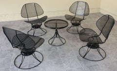 Set of Four Homecrest “Casino” Swivel Rocker Chairs with Lazy Susan Table, 1960s