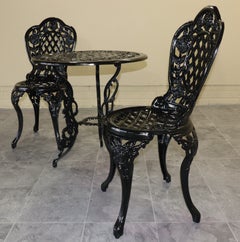 American Cast Iron Rose Garden Bistro Set, Table and Two Chairs