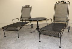 Pair of Russell Woodard Wrought Iron Chaise Lounges, circa 1955–1965