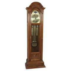 Vintage Seth Thomas 4499A Grandfather Clock with Moon-Phase Dial and Triple Chim