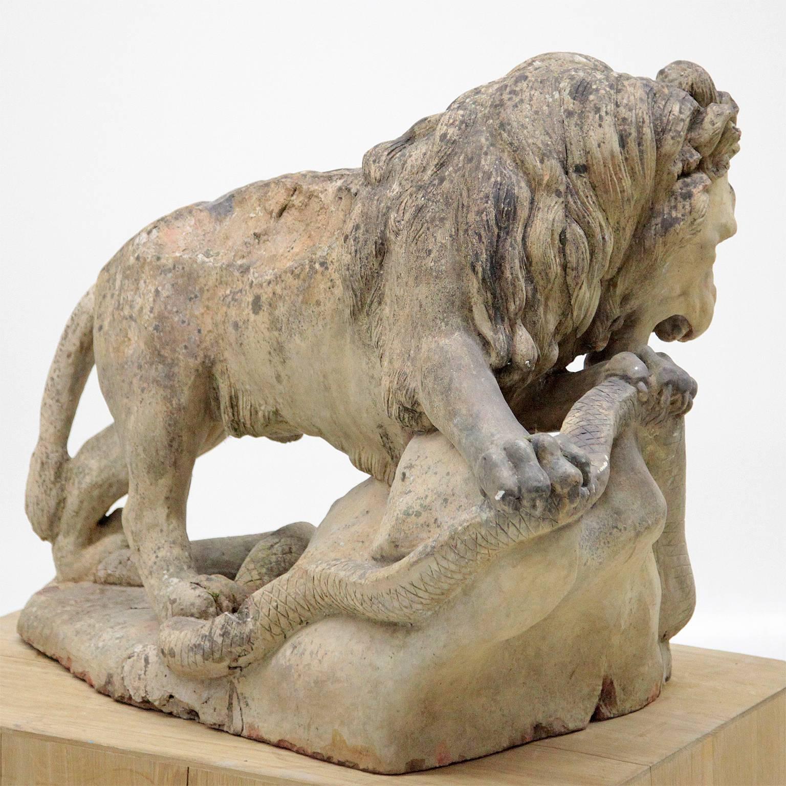 Baroque Terracotta Sculptures of Lion and Lioness, France, 19th Century