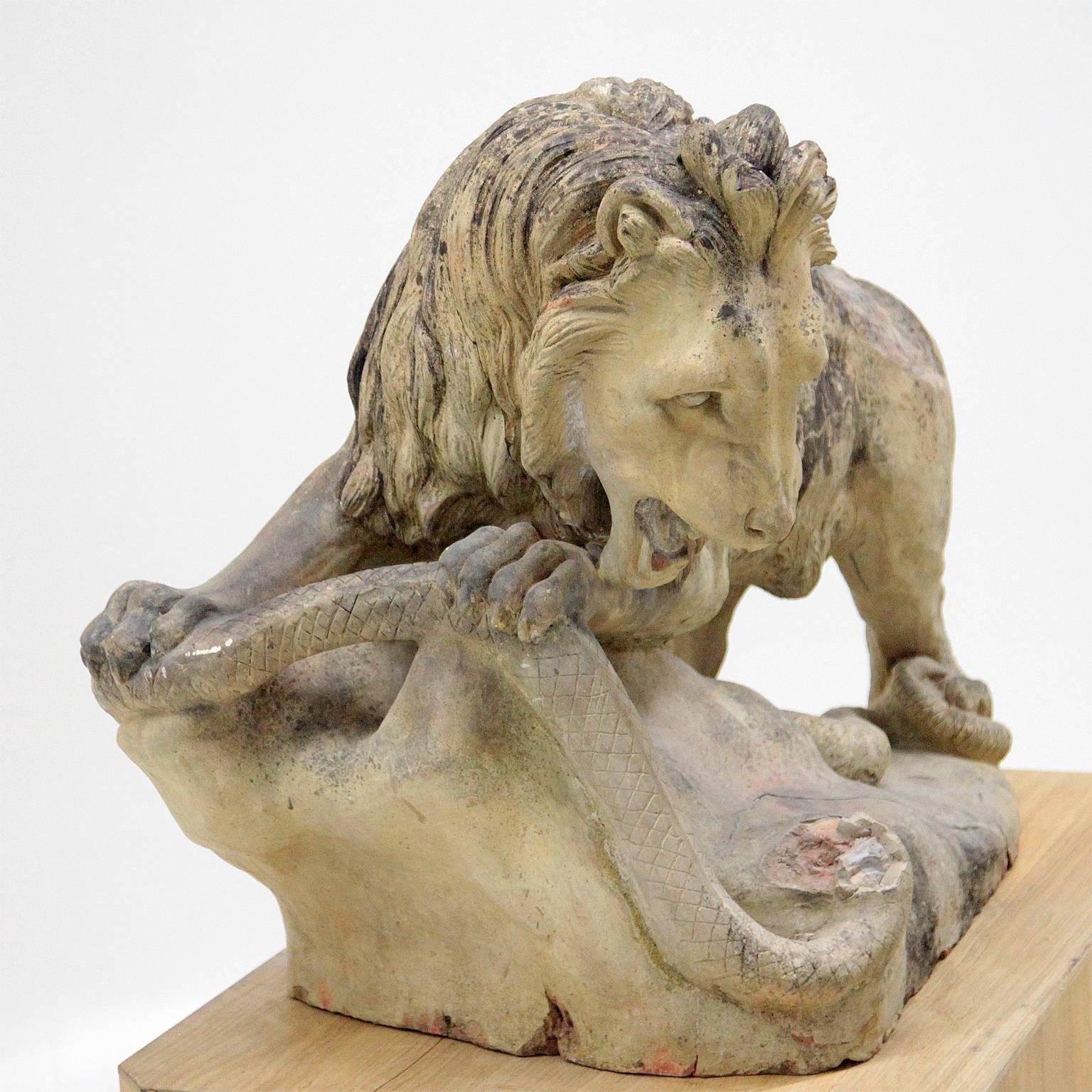 Terracotta Sculptures of Lion and Lioness, France, 19th Century In Excellent Condition In Greding, DE