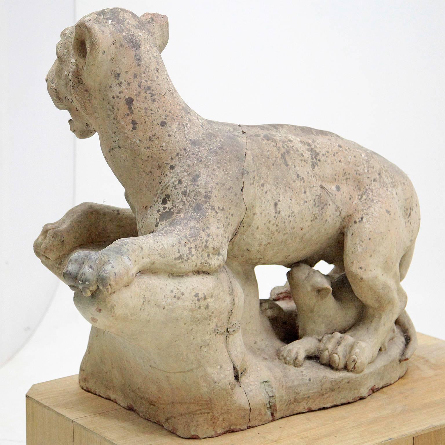 Terracotta Sculptures of Lion and Lioness, France, 19th Century 1