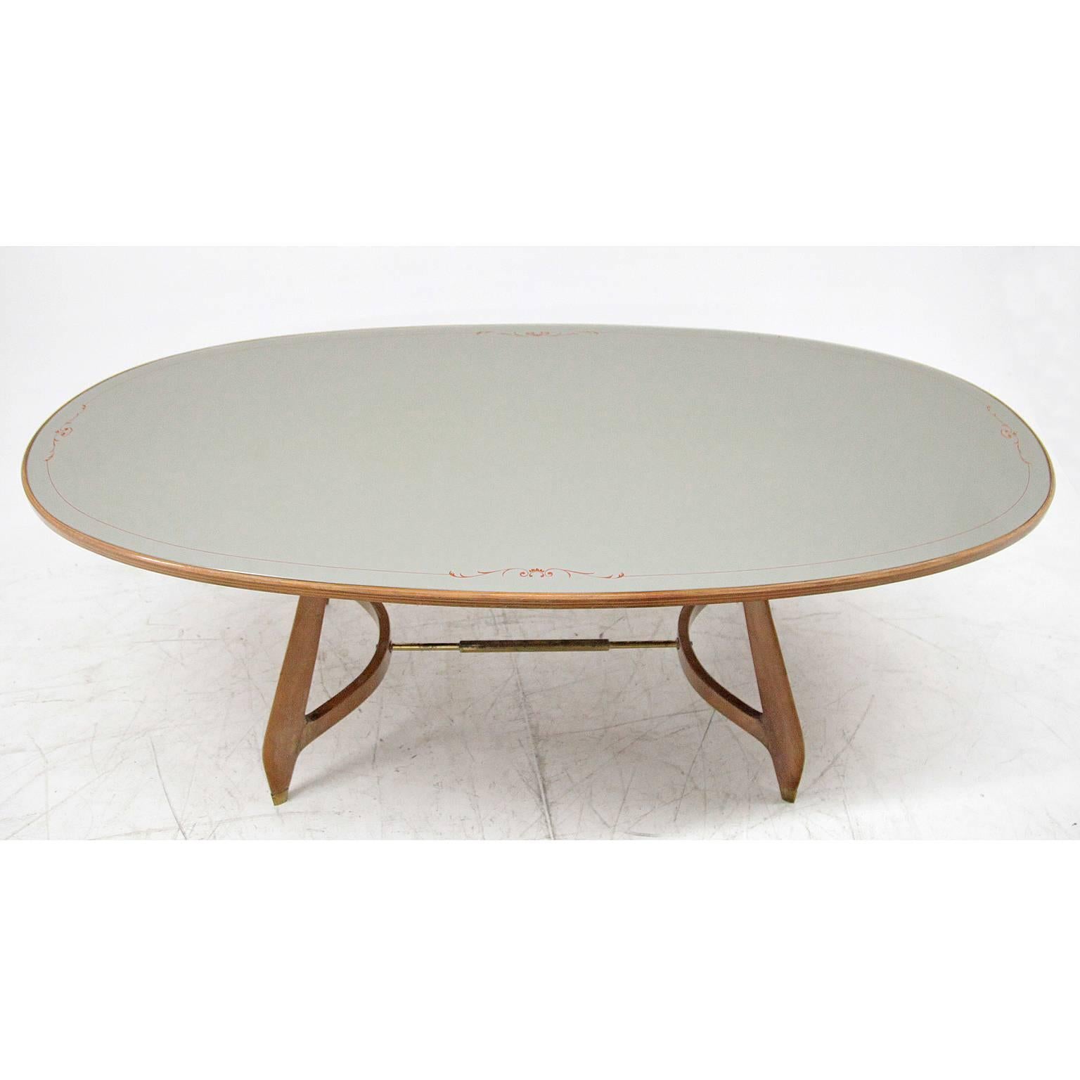 Mirror Glass Dining Table attr. to Vittorio Dassi, Italy, 1950s In Excellent Condition In Greding, DE