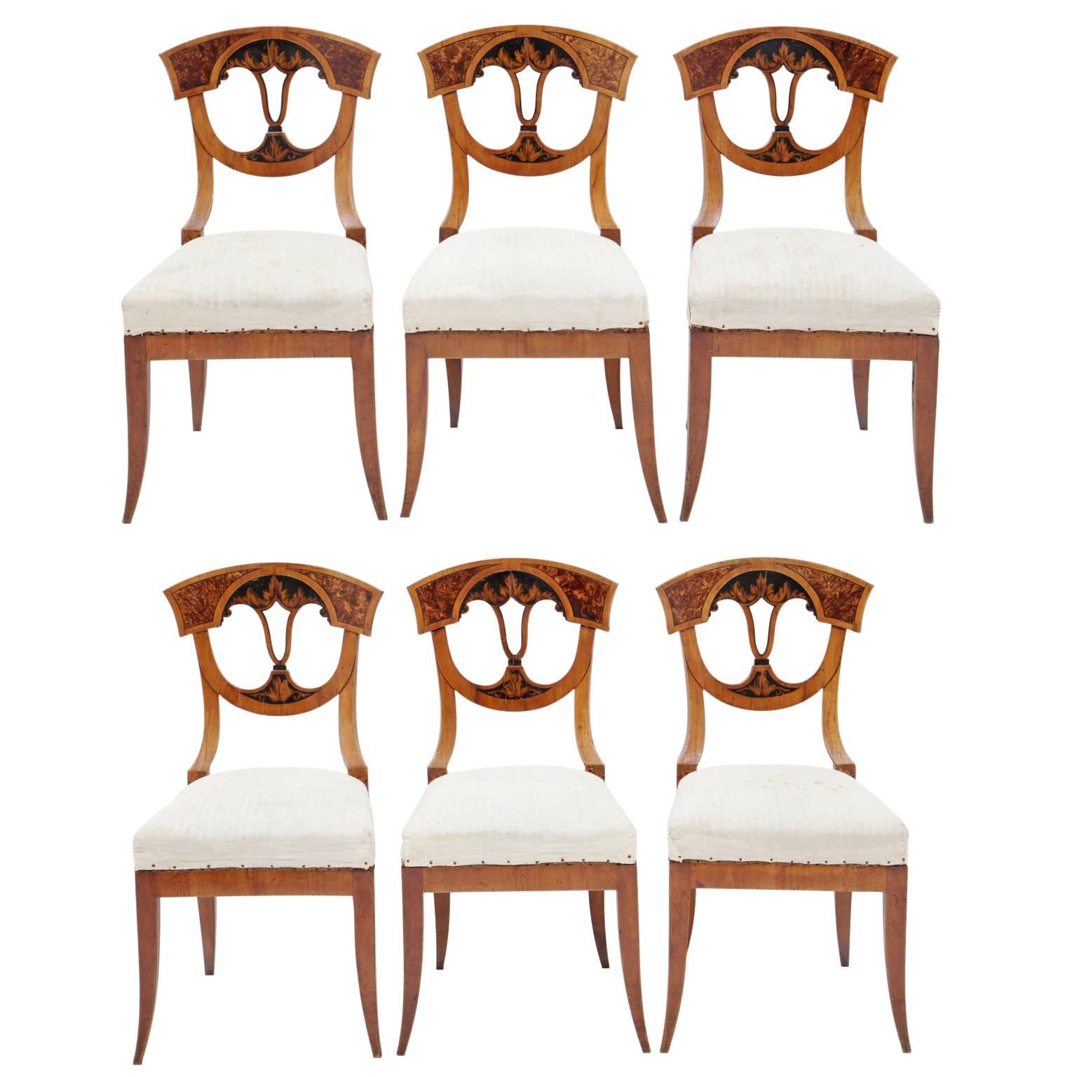 Early 19th Century Neoclassical Dining Chairs, German, Franconia, 1820