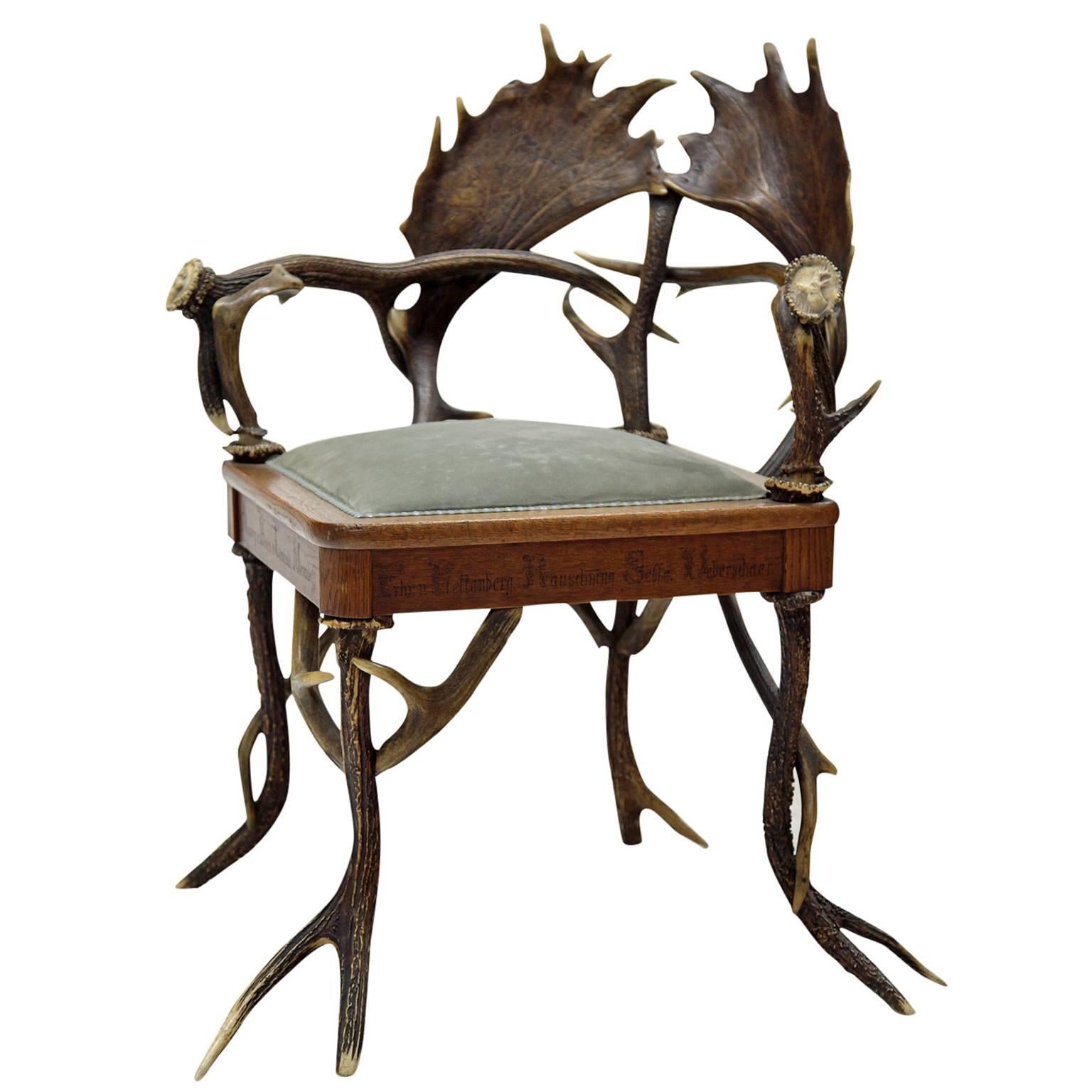 Rococo Style Antler Armchair, Germany, circa 1890