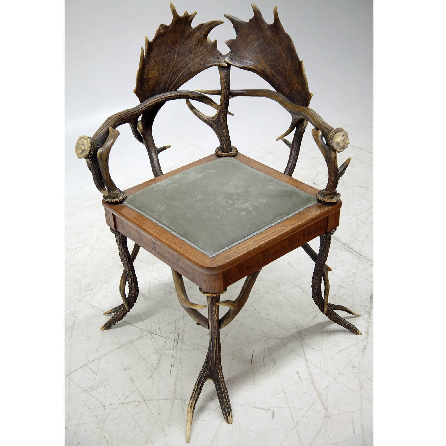 Late 19th Century Rococo Style Antler Armchair, Germany, circa 1890