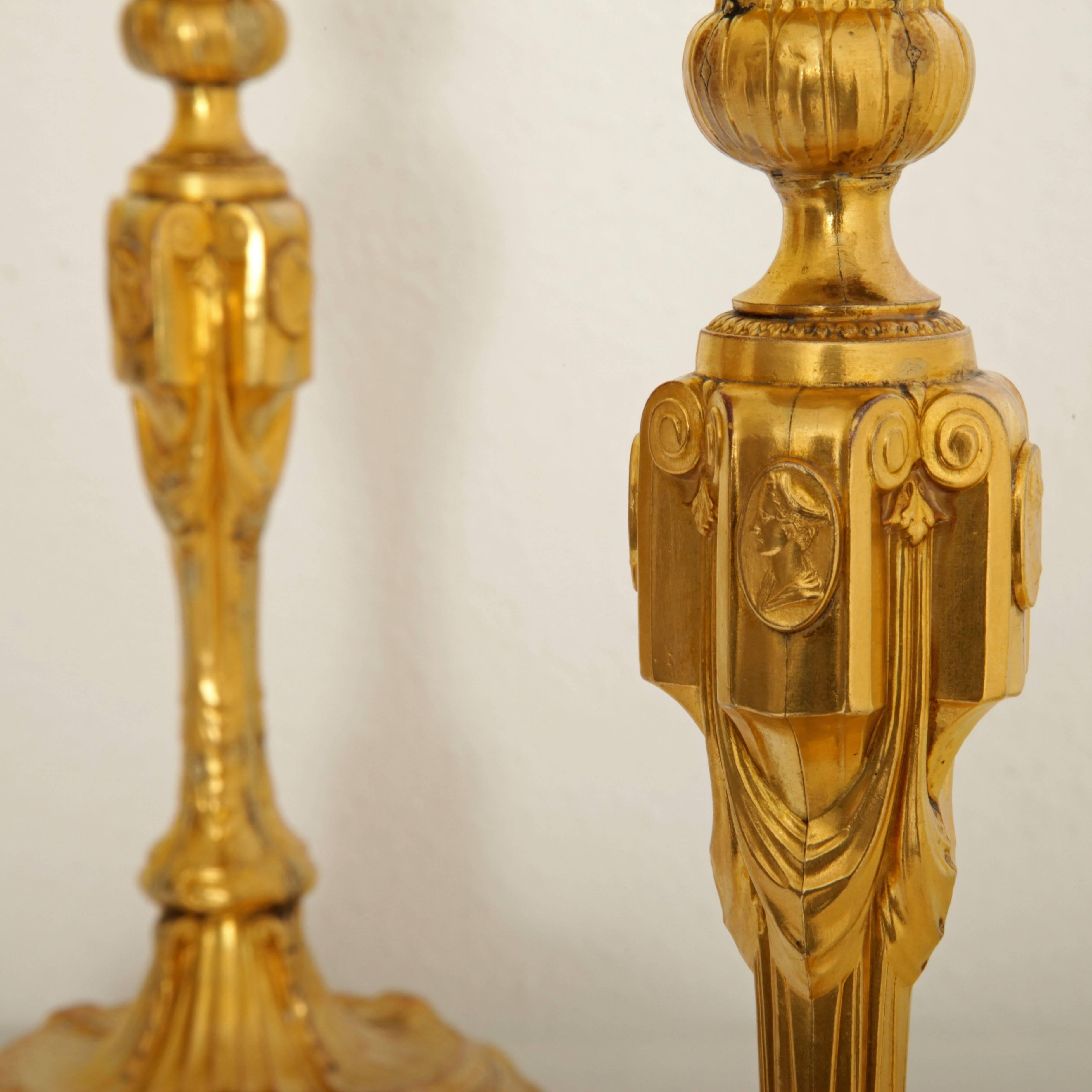 Neoclassical Candlesticks, circa 1800 (Vergoldet)