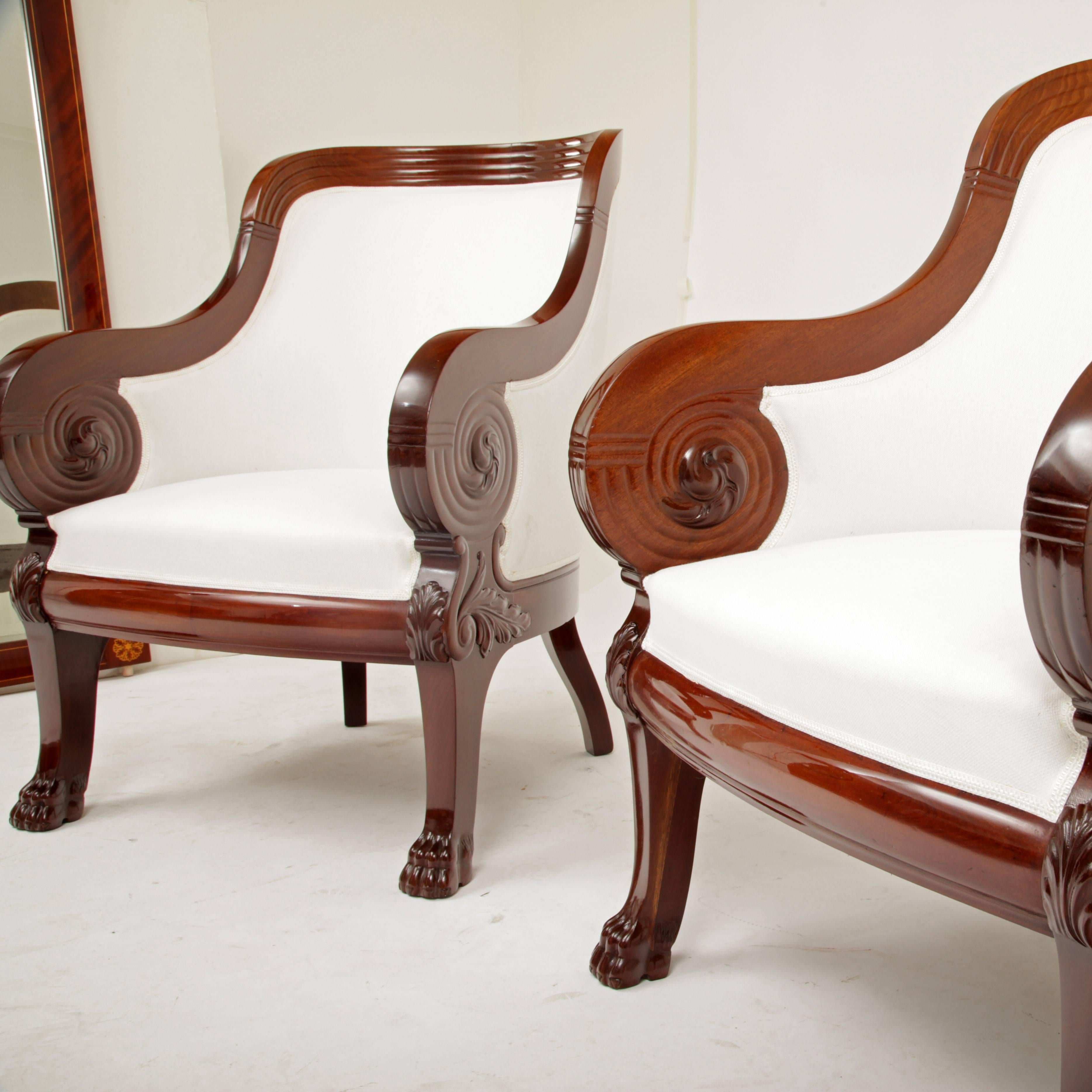 Fabric North German Bergère Chairs, circa 1830