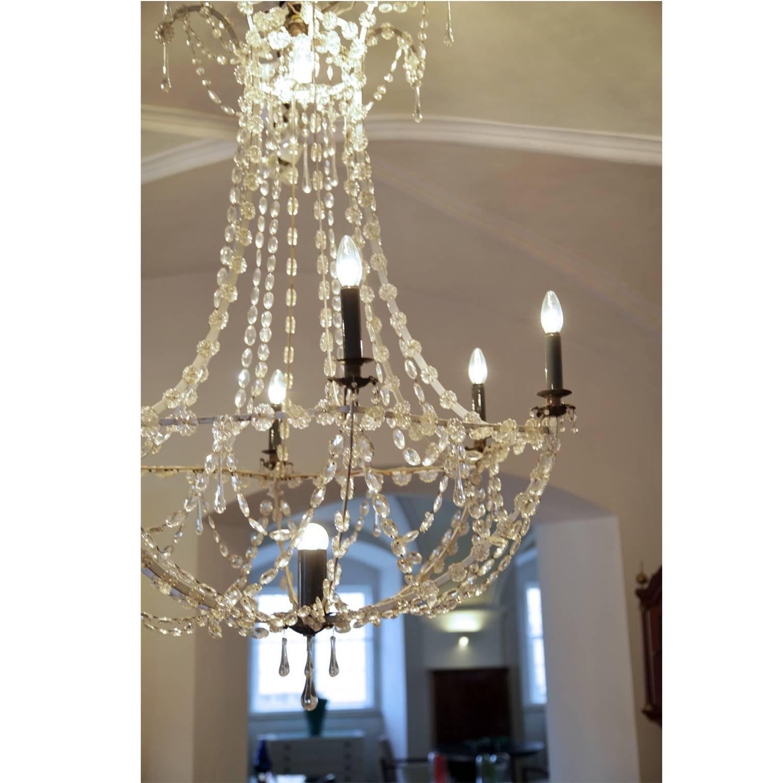 Glass Seven-Light Chandelier, First Half of the 19th Century For Sale