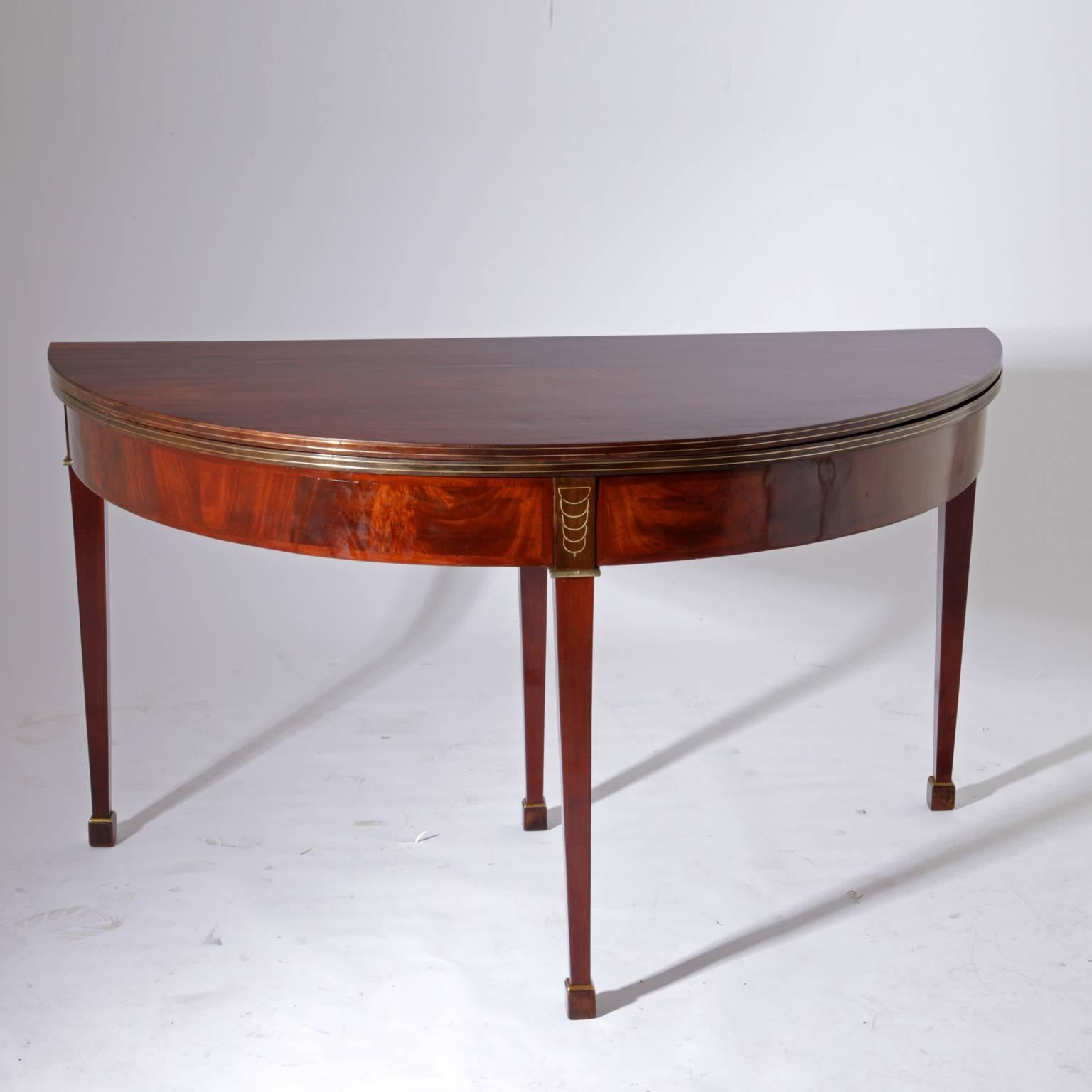Mahogany Louis Seize Demilune Table by J.-J. Chapuis, Belgium, Late 18th Century For Sale