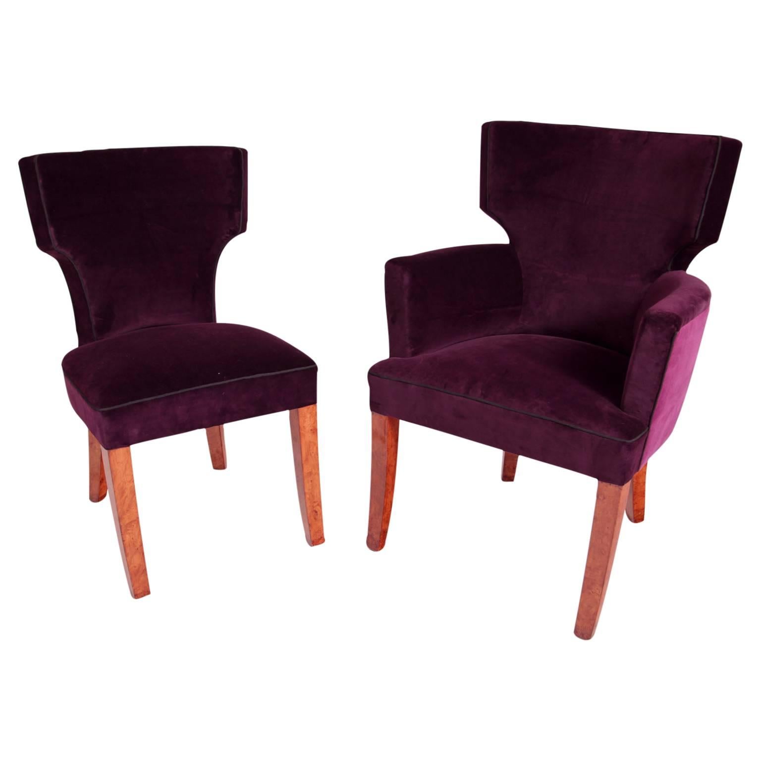 Mid-Century Armchair and Chair, France