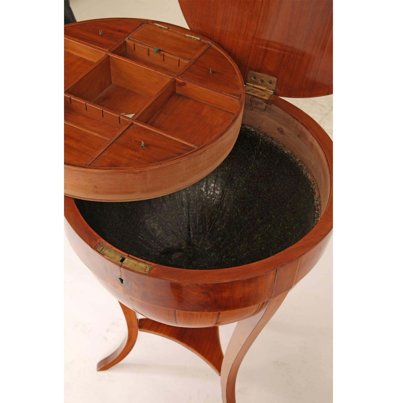 German Biedermeier-Style Half-Globe Table, 19th-20th Century