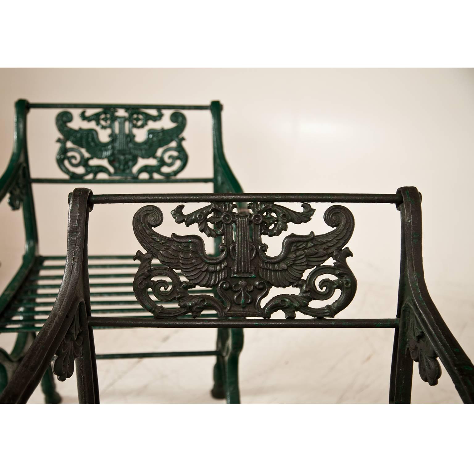 Wrought Iron Cast Iron armchair after a Design by Karl Friedrich Schinkel, Mid-19th Century