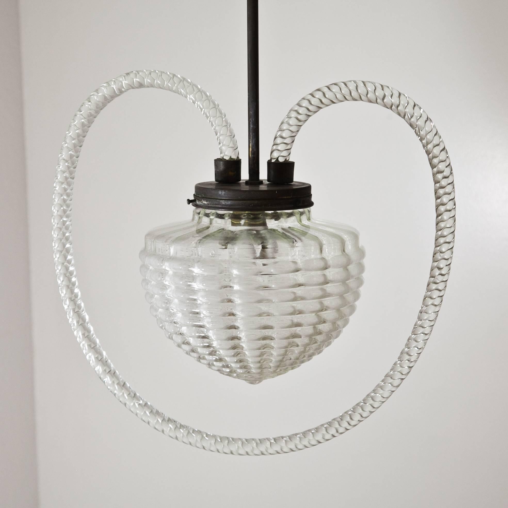 Pendant Lamp, Attributed to Barovier e Toso, Italy, 1940s (Glas)