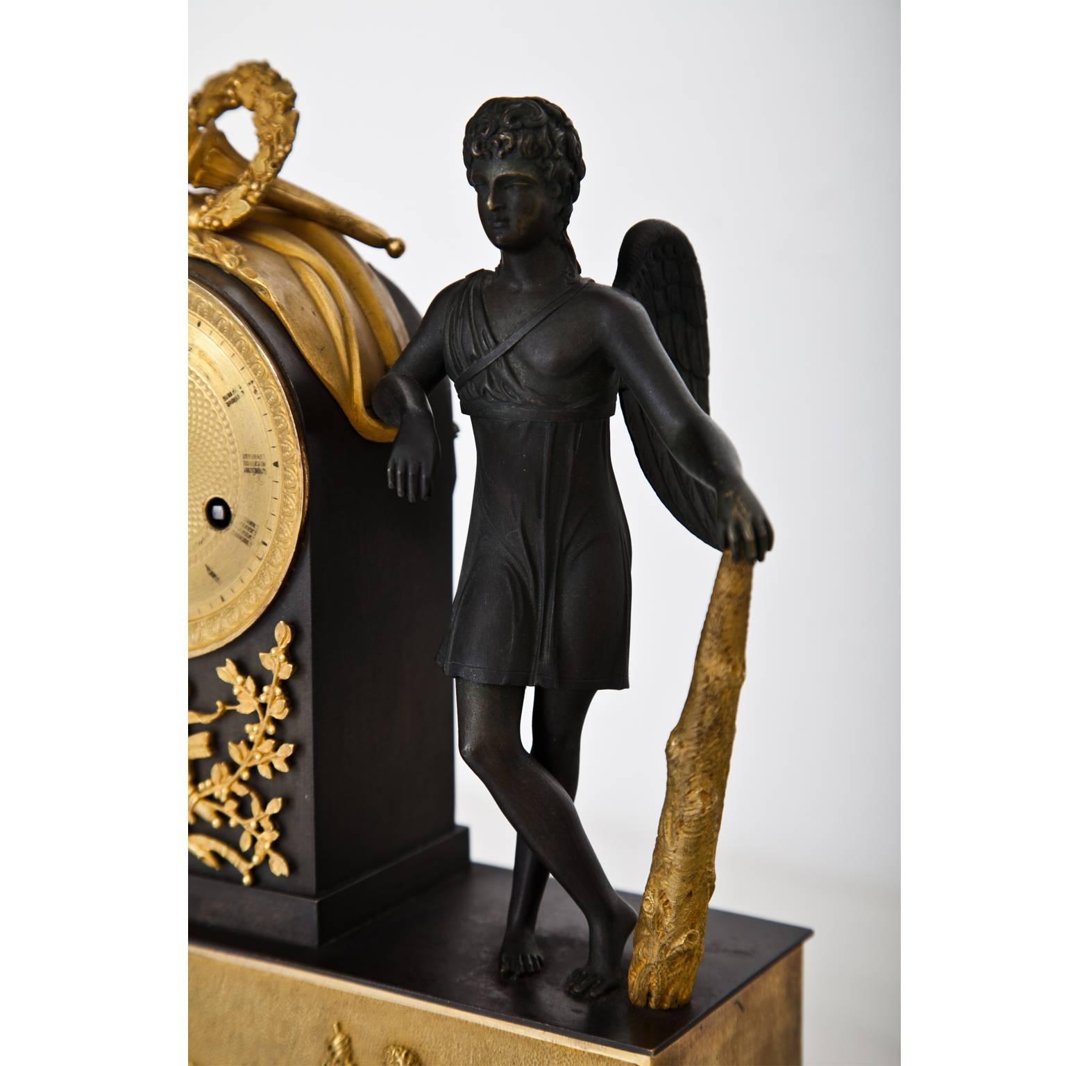Empire Pendule Clock with Cupid, First Half of the 19th Century