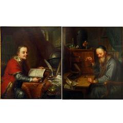 Pair of Scholar Portraits, Dated 1768 2