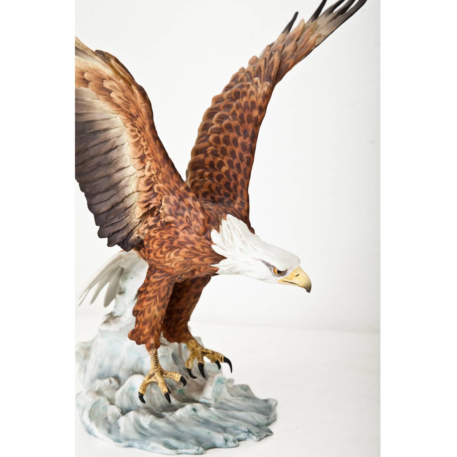 Bald eagle 'Haliaeetus leucocephalus" porcelain sculpture by Giuseppe Tagliariol, limited to 15000 pieces and hand-painted. This is sculpture no. 328 of the "Kaiser Sculpture of Wildlife" series.
Signed at numbered at the bottom.