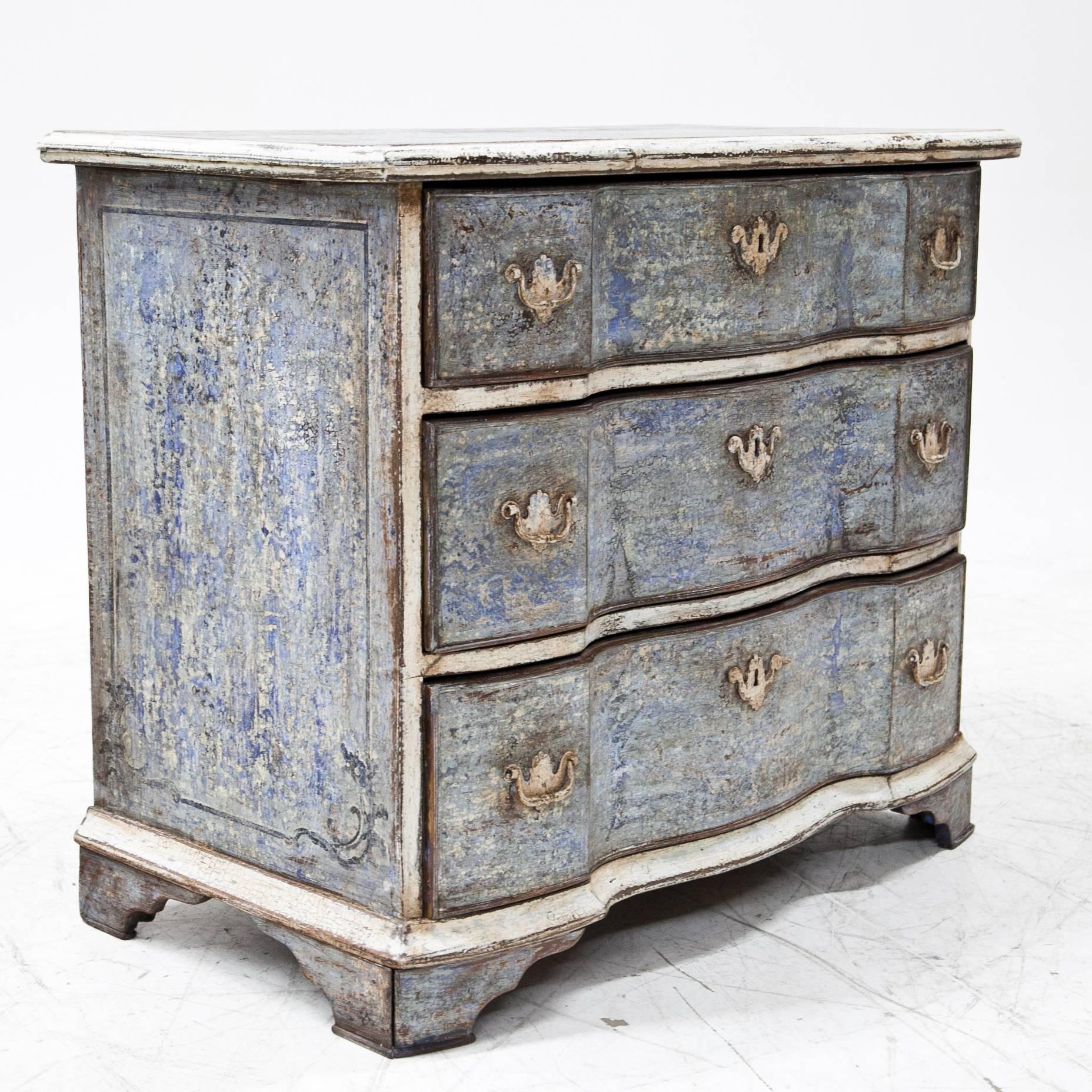 Hand-Painted Baroque Chest of Drawers, 18th Century