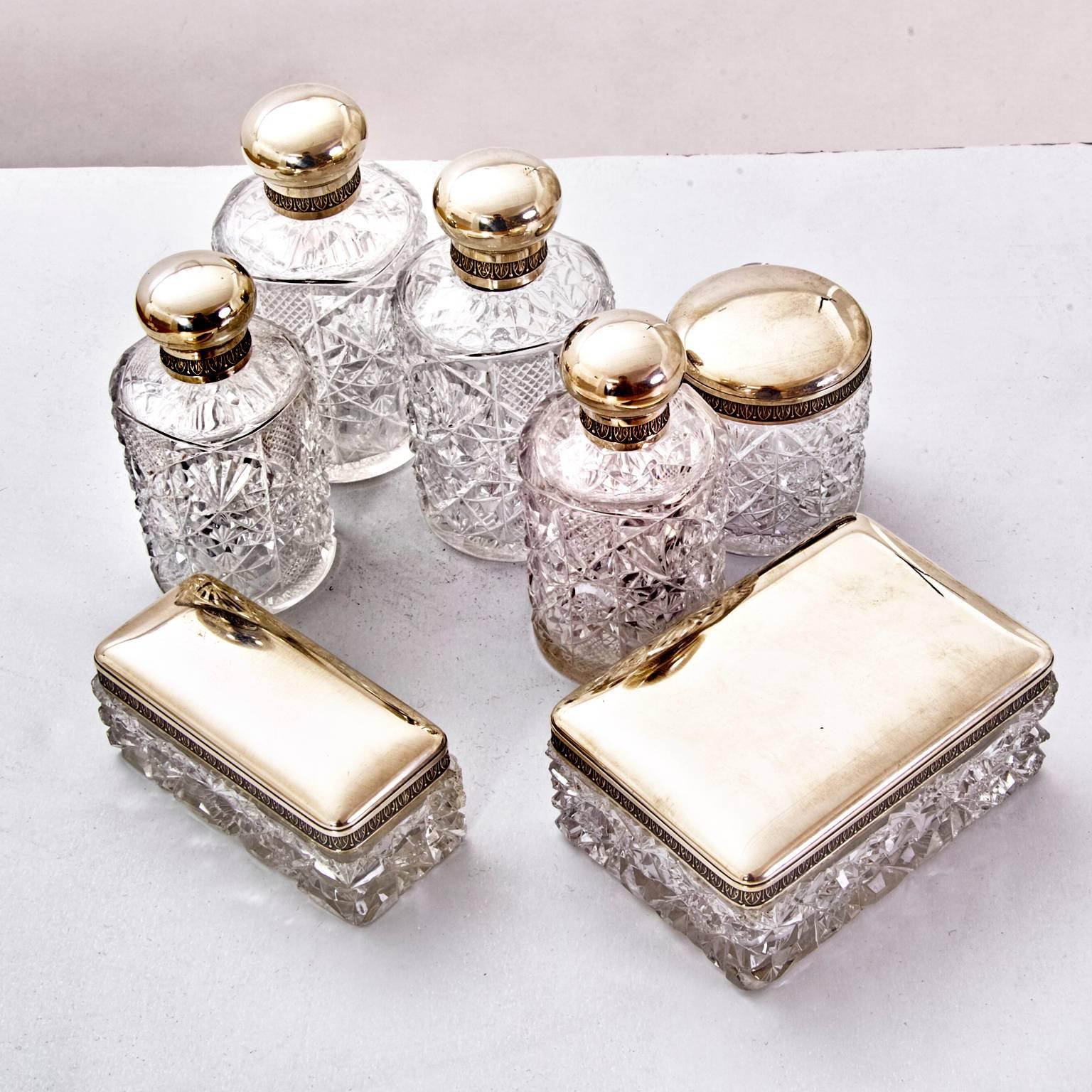 Crystal Toiletry Set, Russia, circa 1900 In Excellent Condition In Greding, DE