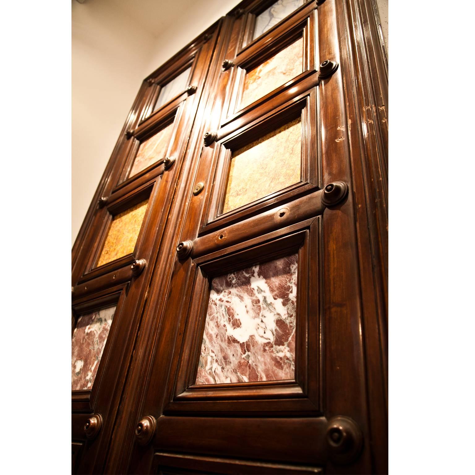 Double-Door with Marble Fillings, Italy, 20th Century In Excellent Condition In Greding, DE