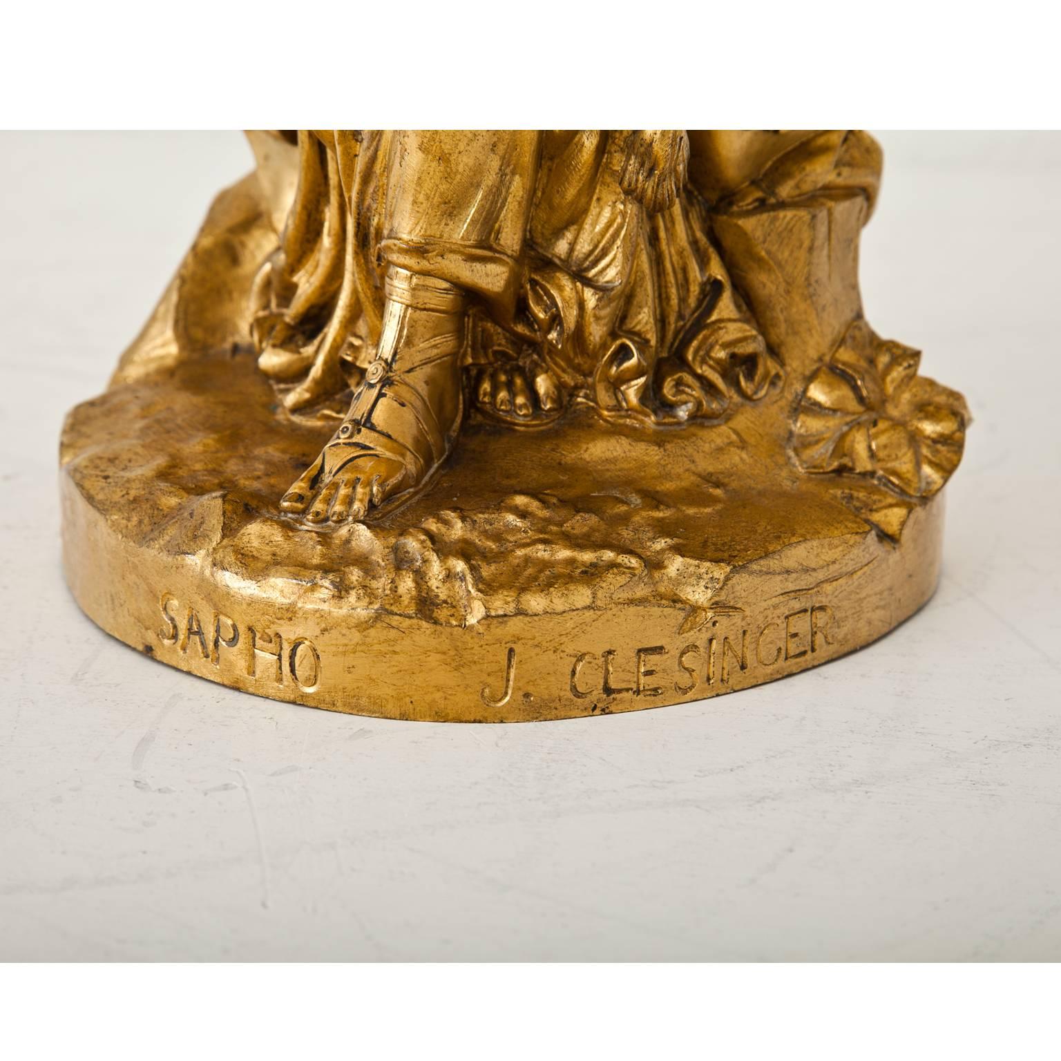 Sculpture en bronze de Sappho:: J. Clésinger:: France:: XIXe siècle 1