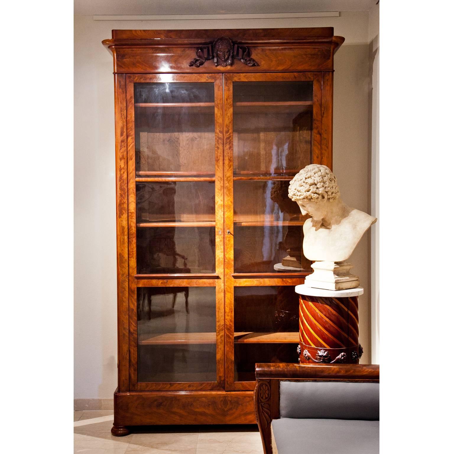 Biedermeier Mahogany Bookcase, First Half of the 19th Century For Sale