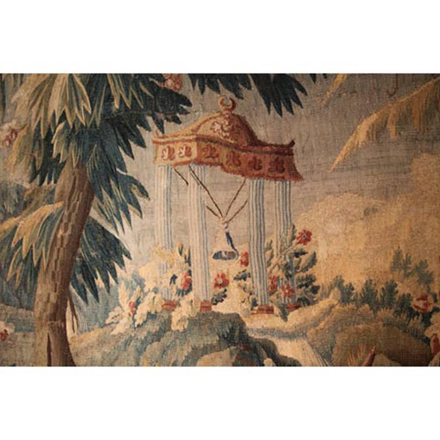 Impressive Louis Seize Gobelin dating from 1770-1780 and is probably from Brussels. This tapestry is in a very good condition and depicts a heron bird in an idyllic landscape with a pavillion in the background. 

  