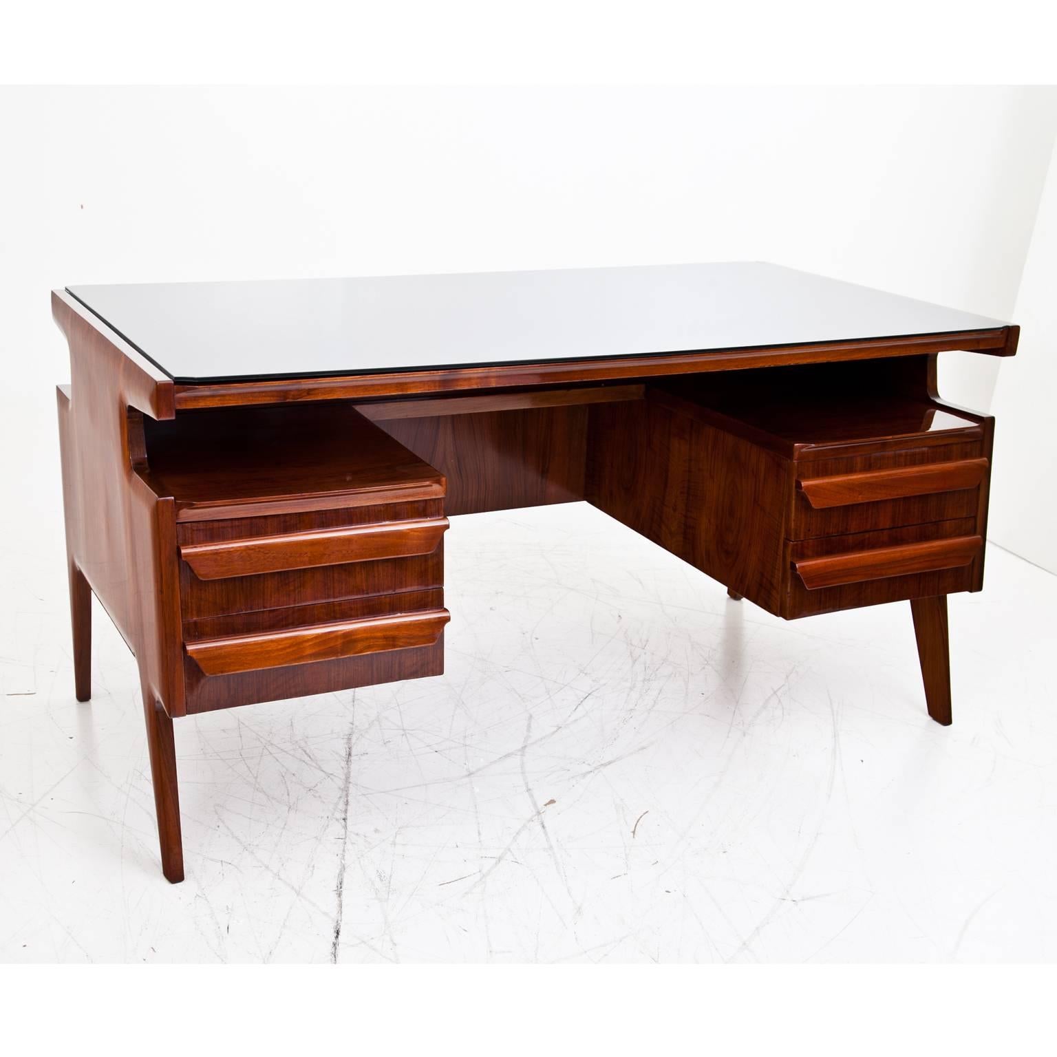 Wood Executive Desk Attributed to Silvio Cavatorta, Italy, 1950s