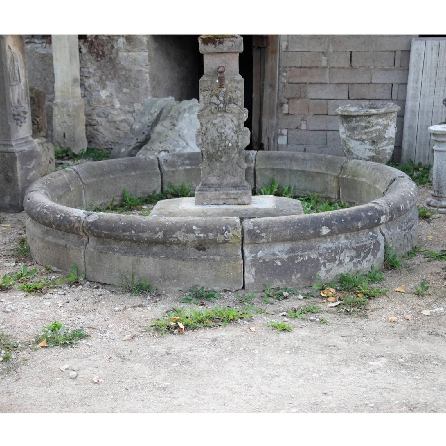 German (Saxony) sandstone fountain basin from the 18th century. The basin consists of segments and has smooth walls.