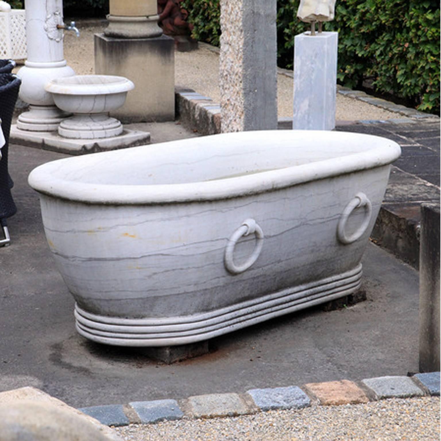 Neoclassical Marble Garden Tub, 21st Century